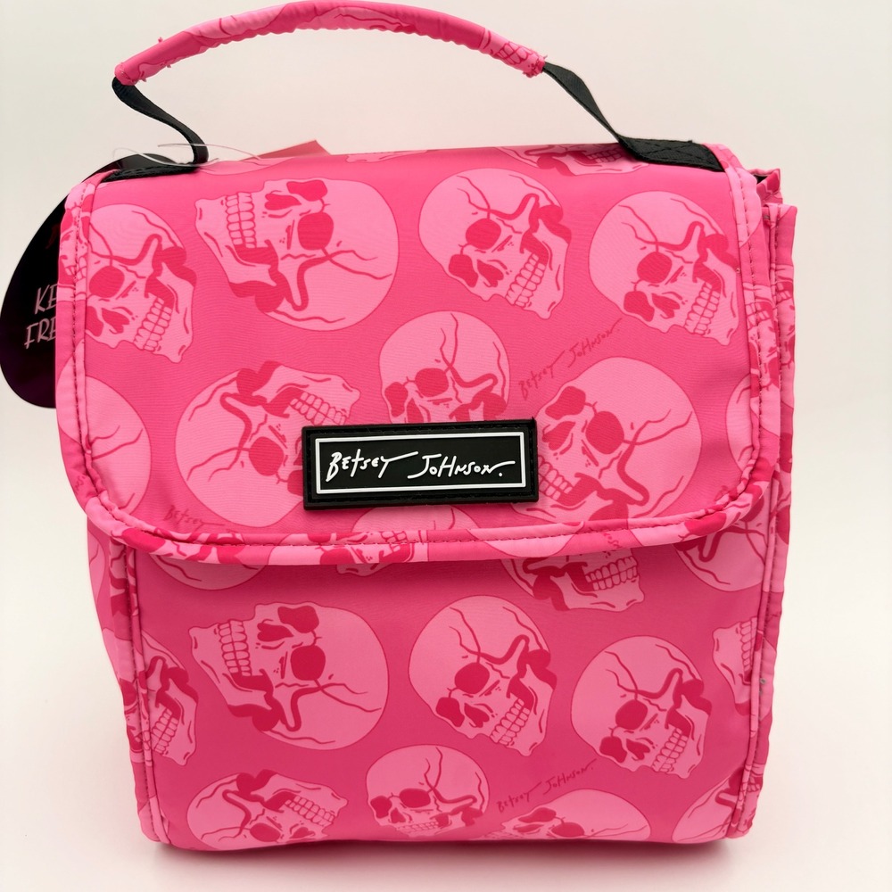 Betsey Johnson Pink Skull Insulated Lunch Tote Bag